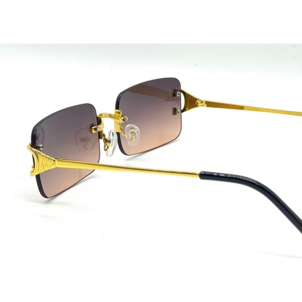 Gold Rim Gradient Purple Women's Rimless Sunglasses - Picture 7 of 10